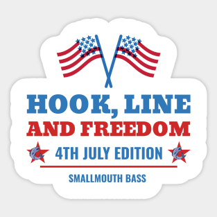 Hook, Line, and Freedom: Smallmouth Bass 4th of July Edition Sticker